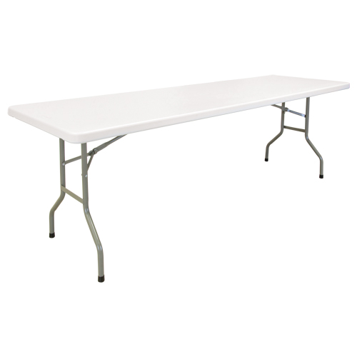 Folding Table, Rectangular, 96" L x 30" W, Polyethylene, White Seaboard Timber Mart