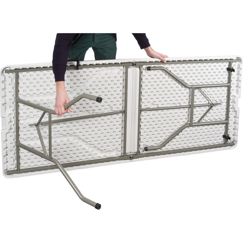 Fold-in-Half Table, Rectangular, 72" L x 30" W, Polyethylene, White Seaboard Timber Mart