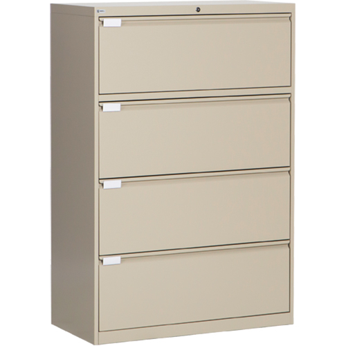Lateral Filing Cabinet, Steel, 4 Drawers, 36" W x 18" D x 53-3/8" H, Beige Seaboard Timber Mart
