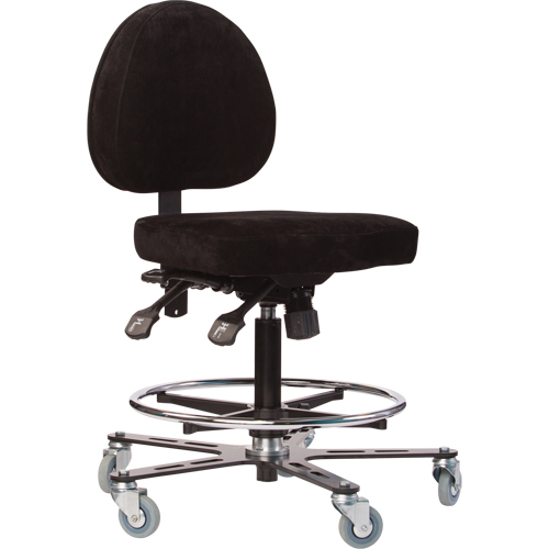 TF180 Welding Grade Ergonomic Stools, Suede, Black, 300 lbs. Capacity Seaboard Timber Mart