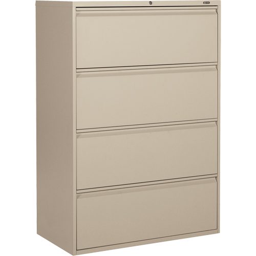 Classeur lat&eacute;ral, Acier, 4 tiroirs, 36" la x 19-1/4" p x 52-6/100" h, Beige Seaboard Timber Mart
