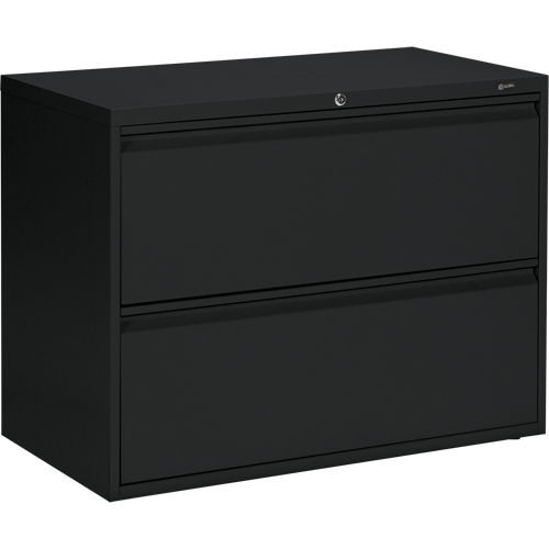 Classeur lat&eacute;ral, Acier, 2 tiroirs, 36" la x 19-1/4" p x 27-31/100" h, Noir Seaboard Timber Mart