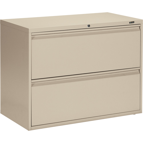 Lateral Cabinet, Steel, 2 Drawers, 36" W x 19-1/4" D x 27-31/100" H, Beige Seaboard Timber Mart