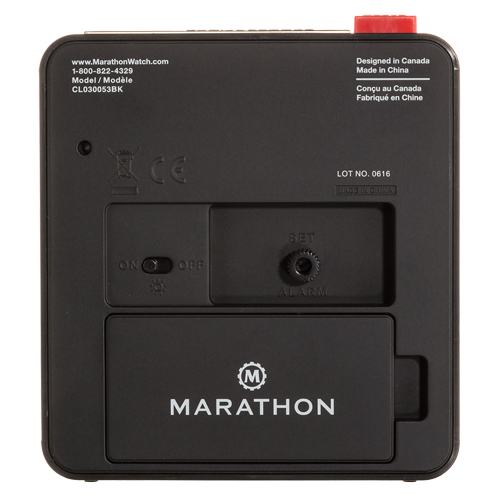 R&eacute;veille-matin de bureau, Analogique, &agrave; piles, 3,5" la x 1,5" p x 3,75" h, Noir Seaboard Timber Mart