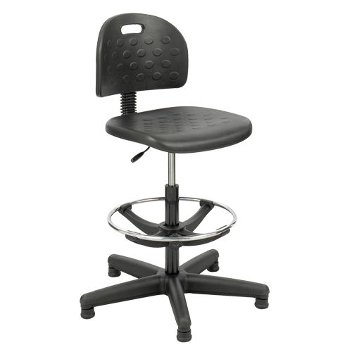 Soft Tough Stool, Stationary, Adjustable, 29" - 49", Polyurethane Seat, Black Seaboard Timber Mart