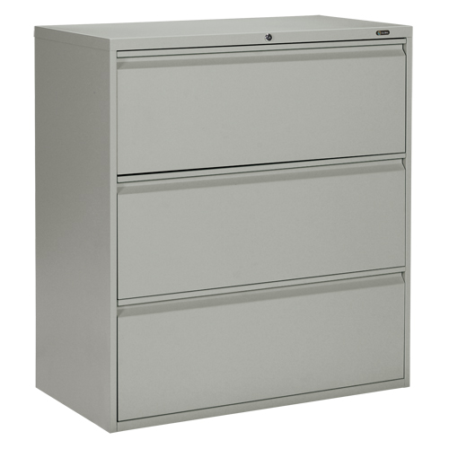 Lateral Filing Cabinet, Steel, 3 Drawers, 36" W x 19-1/4" D x 39-3/50" H, Grey Seaboard Timber Mart