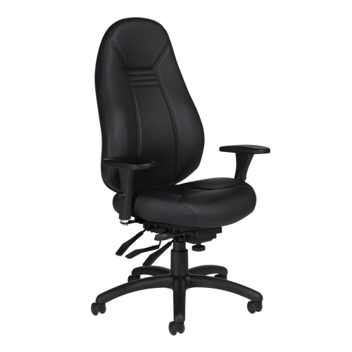 High Back Comfort Chair, Leather, Black, 300 lbs. Capacity Seaboard Timber Mart