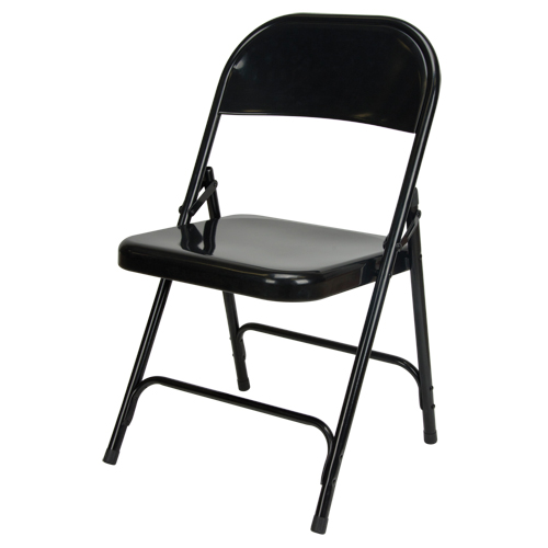 Folding Chair, Steel, Black, 300 lbs. Weight Capacity Seaboard Timber Mart