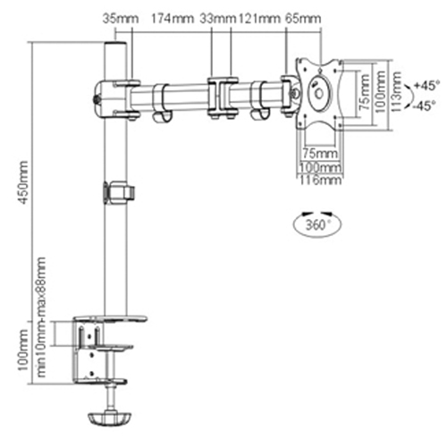 Bras pour moniteur ActivErgo Seaboard Timber Mart