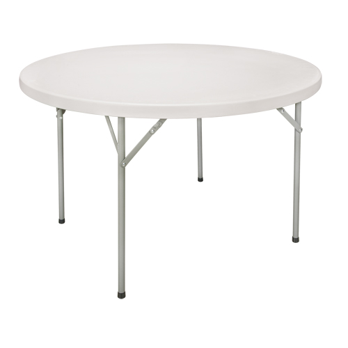 Folding Table, Round, 48" L x 48" W, Polyethylene, White Seaboard Timber Mart