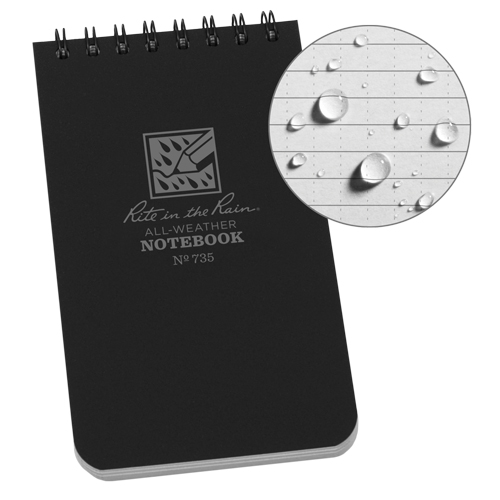 Pocket Top-Spiral Notebook, Soft Cover, Black, 100 Pages, 3" W x 5" L Seaboard Timber Mart