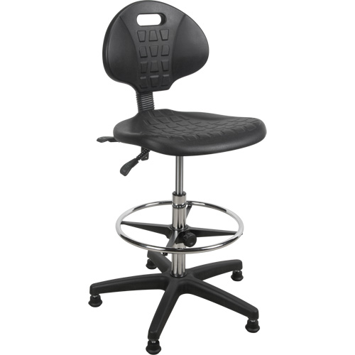 Heavy-Duty Ergonomic Stool, Stationary, Adjustable, 39” - 48”, Polyurethane Seat, Black Seaboard Timber Mart