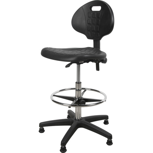 Heavy-Duty Ergonomic Stool, Stationary, Adjustable, 39” - 48”, Polyurethane Seat, Black Seaboard Timber Mart