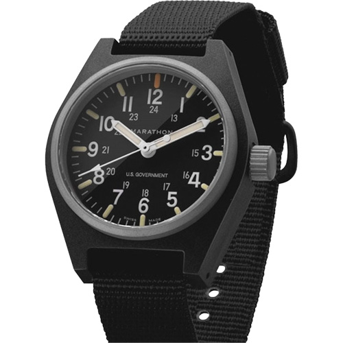 General Purpose Quartz with MaraGlo Watch, Analog, Battery Operated, 0.6" W x 1.3" D x 0.4" H, Black Seaboard Timber Mart