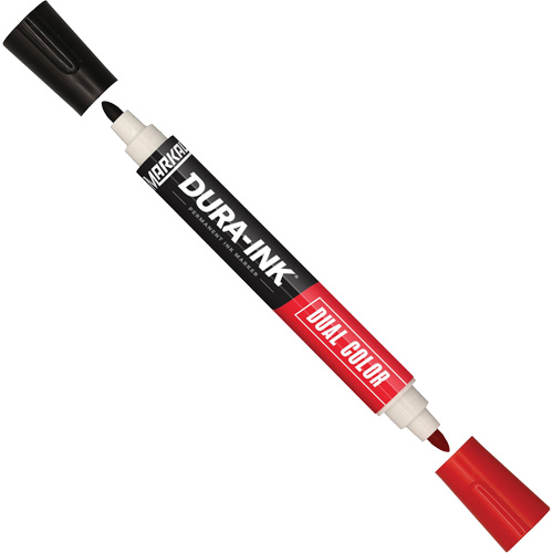 Marqueur &agrave; encre permanente et double couleur Markal Dura-Ink, Noir/Rouge, Pointe Ronde Seaboard Timber Mart