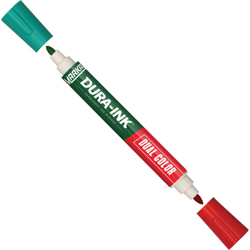 Marqueur &agrave; encre permanente et double couleur Markal Dura-Ink, Vert/Rouge, Pointe Ronde Seaboard Timber Mart