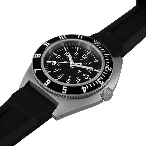 Steel Navigator Watch on 3-Piece Rubber Strap Kit, Digital, Battery Operated, 41 mm, Black Seaboard Timber Mart
