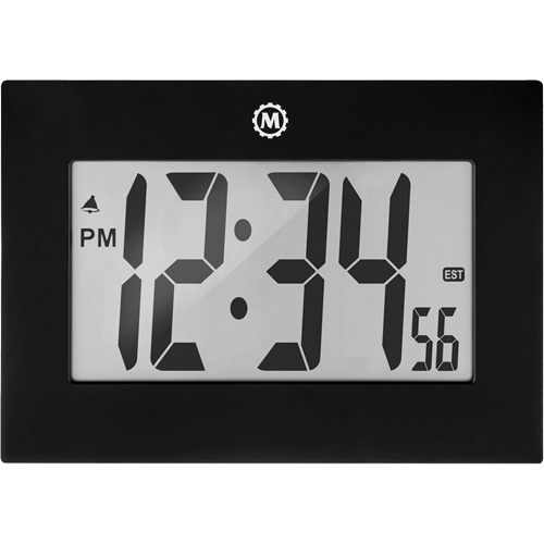 Horloge &agrave; grand cadre, Num&eacute;rique, &agrave; piles, 9" la x 1" p x 6,5" h, Noir Seaboard Timber Mart
