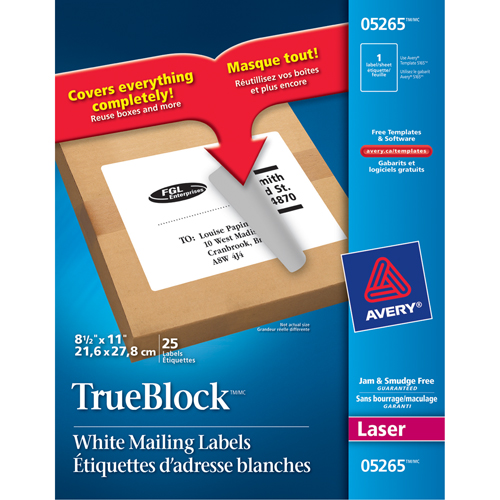 TrueBlock Laser Shipping Labels, 11" W x 8.5" L, White Seaboard Timber Mart