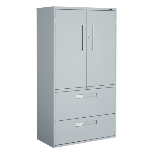 Multi-Stor Cabinet, Steel, 3 Shelves, 65-1/4" H x 36" W x 18" D, Grey Seaboard Timber Mart