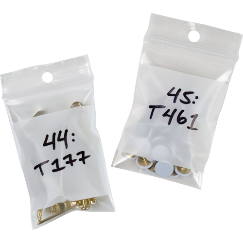 White Block Poly Bags, Reclosable, 3" x 2", 2 mils Seaboard Timber Mart
