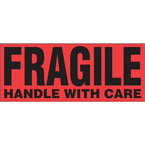 "Fragile Handle with Care" Special Handling Labels, 5" L x 2" W, Black on Red Seaboard Timber Mart