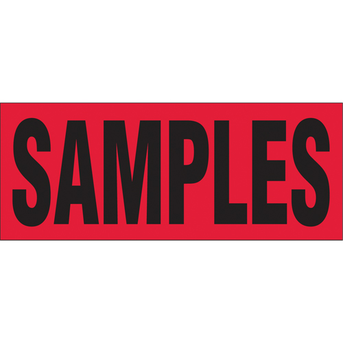 "Samples" Special Handling Labels, 5" L x 2" W, Black on Red Seaboard Timber Mart