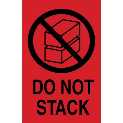 &eacute;tiquettes  Do Not Stack  pour envoi international, 6" lo x 4" la, Noir/rouge Seaboard Timber Mart