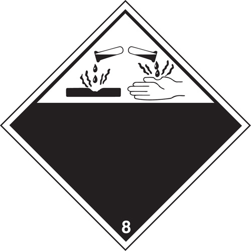 &eacute;tiquettes d'exp&eacute;dition TMD, Classe 8, Corrosifs, Vinyle Seaboard Timber Mart