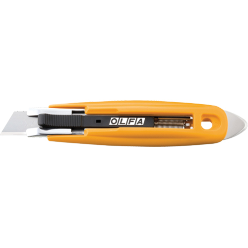 Self-Retracting Safety Knife with Tape Slitter, 17.5 mm, Carbon Steel, Plastic Handle Seaboard Timber Mart