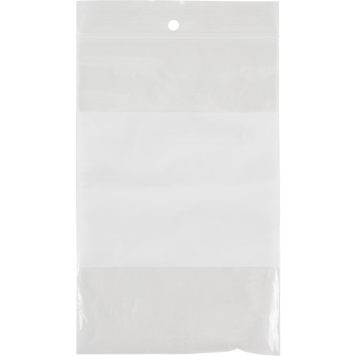 Sacs en poly avec espace inscriptible blanc, Refermable, 6" x 4", 2 mils Seaboard Timber Mart