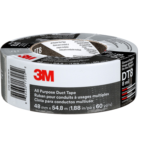 DT8 All-Purpose Duct Tape, 8 mils, Silver, 48 mm (2") x 55 m (180') Seaboard Timber Mart
