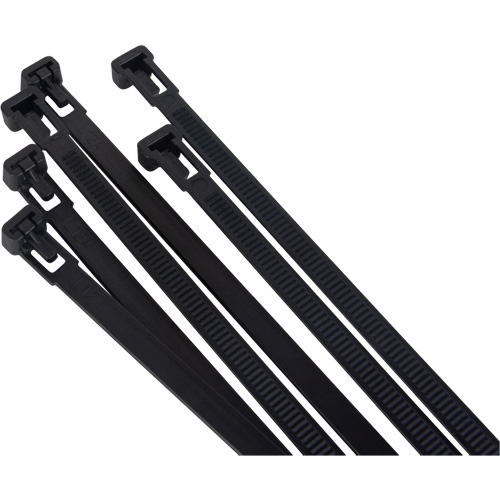 Re-Usable Cable Tie, 8" Long, 50 lbs. Tensile Strength, Black Seaboard Timber Mart