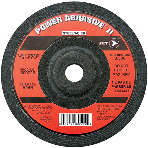 Meule POWER ABRASIVE A24R, 7" x 1/4", Arbre 7/8", Type T27 Seaboard Timber Mart