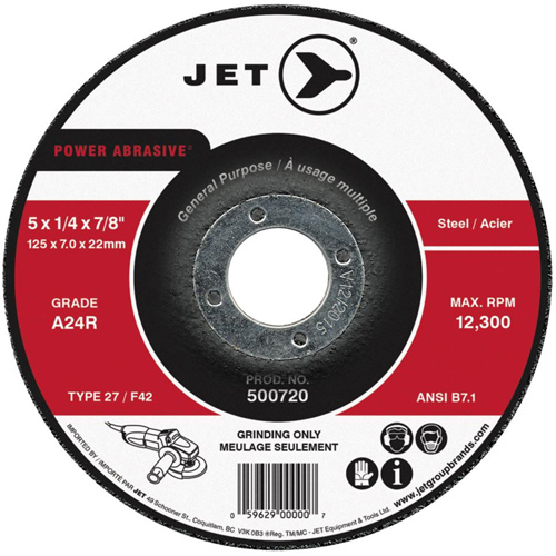A24R Power Abrasive Grinding Wheel, 4-1/2" x 1/4", 7/8" Arbor, Type 27 Seaboard Timber Mart