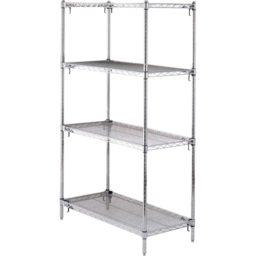 ETAGERE,4 TABL18X36X63,CHROME,800LB/TABL., Tiers 4, 36" la x 63" h x 18" p Seaboard Timber Mart
