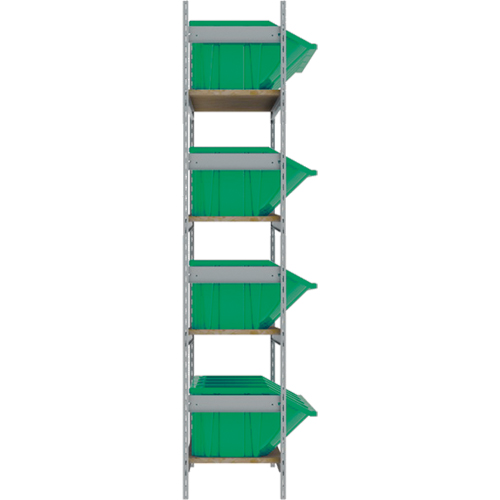 Wide Span Shelving with Jumbo Plastic Bins, Steel, Boltless, 800 lbs. Capacity, 66" W x 72" H x 18" D Seaboard Timber Mart