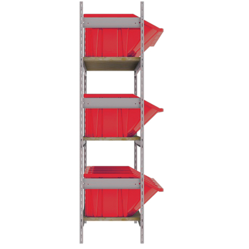 Wide Span Shelving with Jumbo Plastic Bins, Steel, Boltless, 800 lbs. Capacity, 66" W x 60" H x 18" D Seaboard Timber Mart