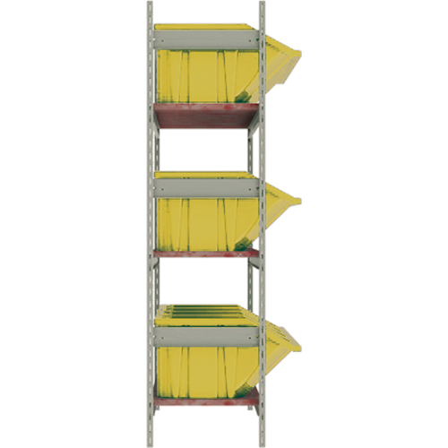 Wide Span Shelving with Jumbo Plastic Bins, Steel, Boltless, 800 lbs. Capacity, 66" W x 60" H x 18" D Seaboard Timber Mart