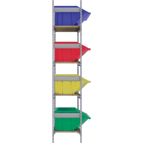 Wide Span Shelving with Jumbo Plastic Bins, Steel, Boltless, 800 lbs. Capacity, 66" W x 72" H x 18" D Seaboard Timber Mart