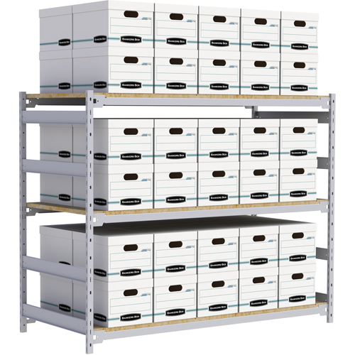 &eacute;tag&egrave;re-classeur de grande largeur, Acier, 3 Tablettes, 72" la x 32" p x 60" h Seaboard Timber Mart