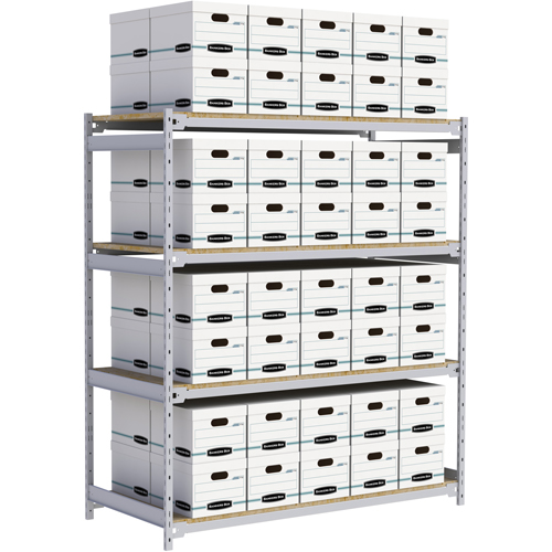 Wide Span Record Storage Shelving, Steel, 4 Shelves, 72" W x 32" D x 84" H Seaboard Timber Mart