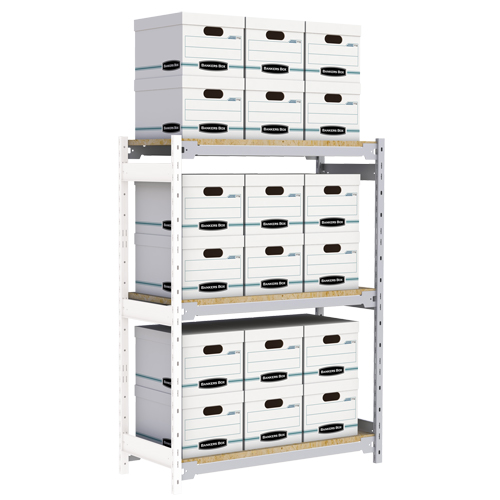 Wide Span Record Storage Shelving, Steel, 3 Shelves, 42" W x 18" D x 60" H, Add-On Kit Seaboard Timber Mart