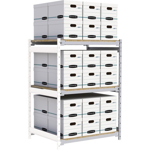Wide Span Record Storage Shelving, Steel, 3 Shelves, 42" W x 32" D x 60" H, Add-On Kit Seaboard Timber Mart