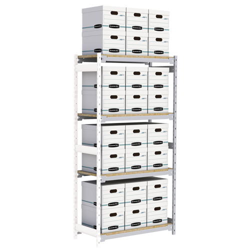 Wide Span Record Storage Shelving, Steel, 4 Shelves, 42" W x 18" D x 84" H, Add-On Kit Seaboard Timber Mart