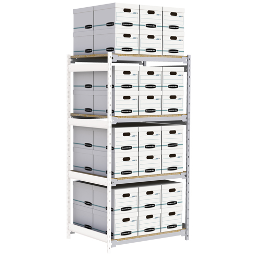 Wide Span Record Storage Shelving, Steel, 4 Shelves, 42" W x 32" D x 84" H, Add-On Kit Seaboard Timber Mart