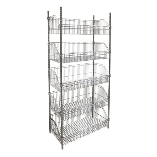 Wire Basket Shelving Unit, 5 Tiers, 36" W x 74" H x 18" D Seaboard Timber Mart