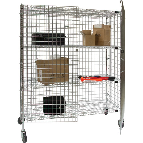 Security Cart, Chrome Plated, 60" x 69" x 24", 500 lbs. Capacity Seaboard Timber Mart