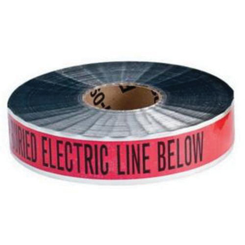 Ruban d'avertissement de danger souterrain Electric Line Identoline, 2" la x 1000' lo, Noir/rouge Seaboard Timber Mart