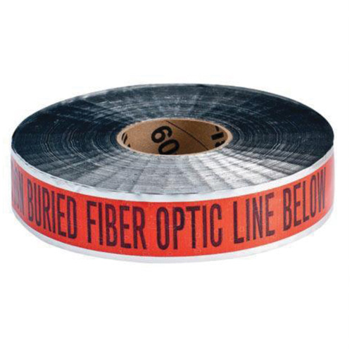 Ruban d'avertissement de danger souterrain Fiber Optic Line Identoline, 2" la x 1000' lo, Noir/orange Seaboard Timber Mart